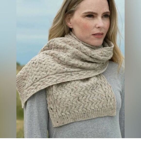 Oatmeal Wool Blend Scarf 11 x 60 - Picture 1 of 8